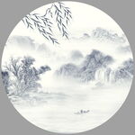 圆形山水画