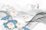 中式荷花忆江南背景墙