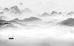 简约 背景墙山水画 tif分层