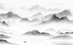 灰色现代山水新画 tif分层