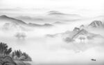 背景墙灰色山水框画 tif分层