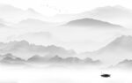 现代客厅山水背景 TIF分层
