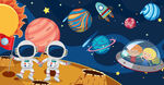 卡通星球宇航员太空儿童壁画