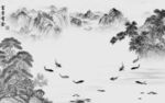 国画客厅灰色山水 TIF分层