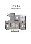 高端地产住宅户型素材渲染图