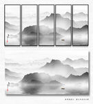 中国风抽象水墨山水画