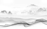 线条 灰色山水框画 tif分层