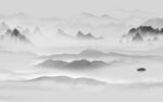 意境 灰色山水框画 tif分层