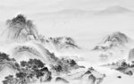 新款灰色山水框画 tif分层