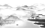 江南客厅灰色山水 tif分层
