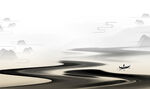 中国风山水画展板背景