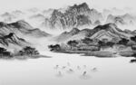 国画最新灰色山水 tif分层