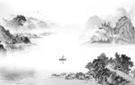 中式背景墙山水图 TIF分层