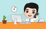 卡通白领上班场景漫画矢量图