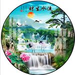 新中式国画风景圆形装饰画