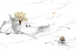 中式烟雾素雅背景墙