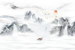 中式山水情石纹背景墙