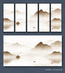 新中式抽象晶瓷画山水画