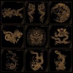 矢量龙线稿烫金龙线稿