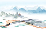 中国风高档背景山水 tif分层