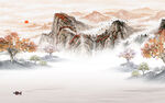 最新 客厅山水墙画 tif分层