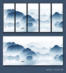 现代水墨山水画