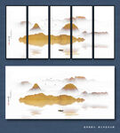 意境山峰水墨山水画