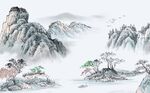 新中式水墨山水装饰画背景墙底纹