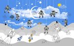卡通太空儿童房背景墙