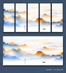 中式背景山水画