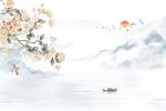 中式水墨山水花鸟背景墙