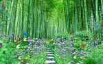 竹林花海走道背景墙
