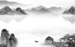 极简灰色山水 TIF分层