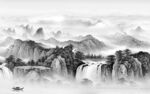 现代无框画山水图 tif分层