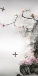 花鸟 墙画玄关山水 TIF分层