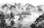 现代 客厅风景山水 tif分层