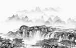新品客厅风景山水 tif分层