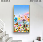 北欧风海边花卉风景画