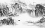 简约客厅山水背景 TIF分层