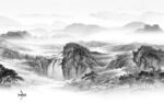 背景墙现代简约山水 tif分层