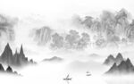 高档 灰色山水框画 TIF分层