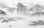 高雅客厅灰山水画 tif分层