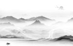 中国风中式灰色山水 TIF分层