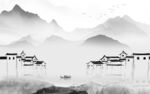 江南 中式灰色山水 TIF分层