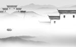 高档徽派灰色山水 TIF分层
