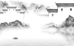 背景墙客厅灰山水画 TIF分层