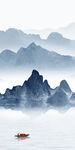 中式现代山水框画 Tif分层