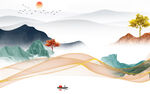 高档现代意境山水 tif分层
