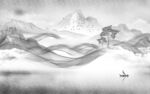 新中式极简灰色墙画 tif分层