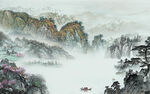 国画意境客厅墙画 Tif分层